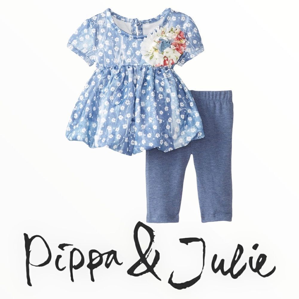 PIPPA & JULIE | Blue | Chambray Floral Bubble Set